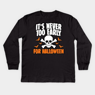 Halloween Saying with Skull and Bats Kids Long Sleeve T-Shirt